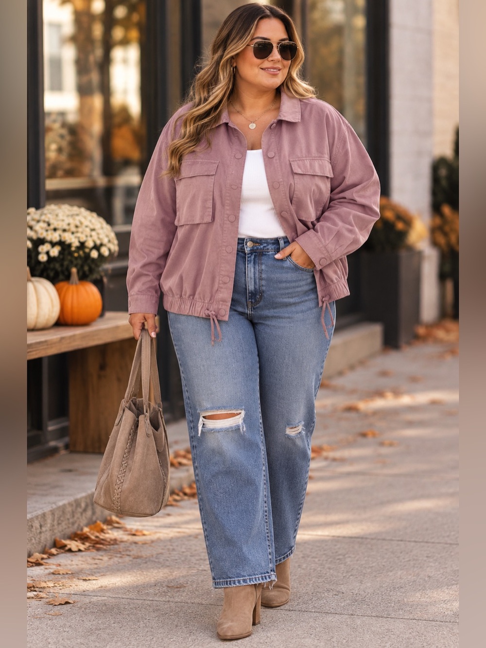 Zuda Lightweight Utility Jacket | Dusty Rose Mauve| Size 1X EUC
